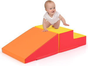 Set di 2 Blocchi per Gattonare e Arrampicare per Neonati e Bambini, Set di Blocchi di Schiuma Morbida per Gioco Attivo Interno, Set di Gioco Morbido per Sviluppo dei Bambini (Giallo e rosso)