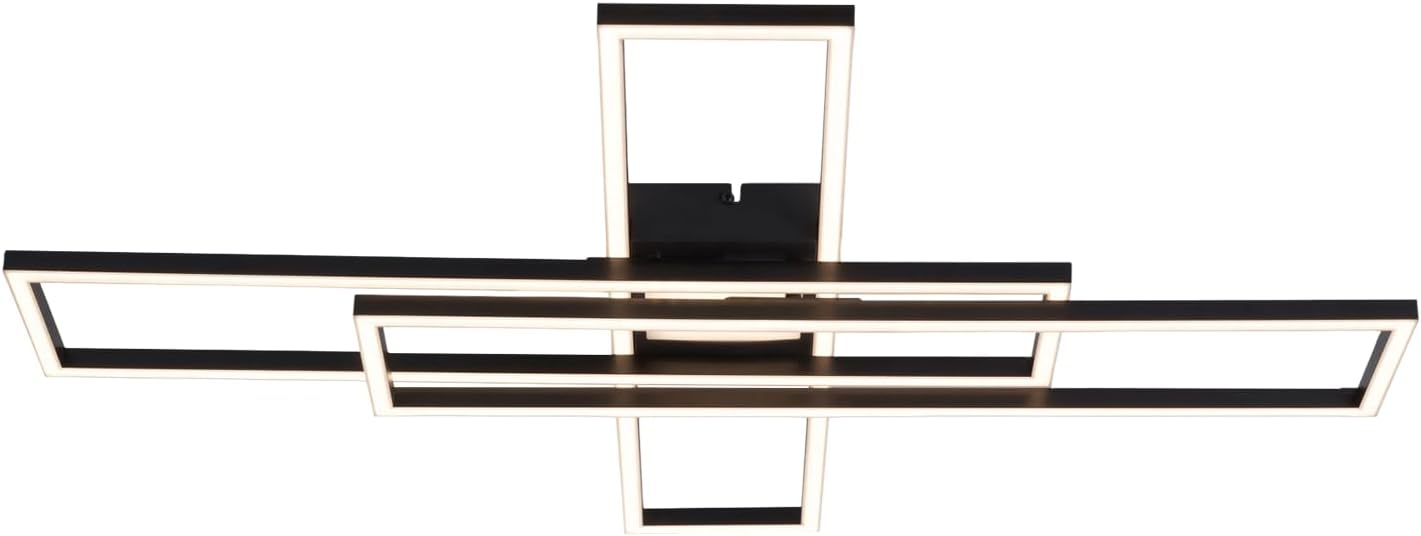 ZMH Lampada da soffitto plafoniera LED 56W nera dimmerabile telecomando design rettangolare per camera letto cucina