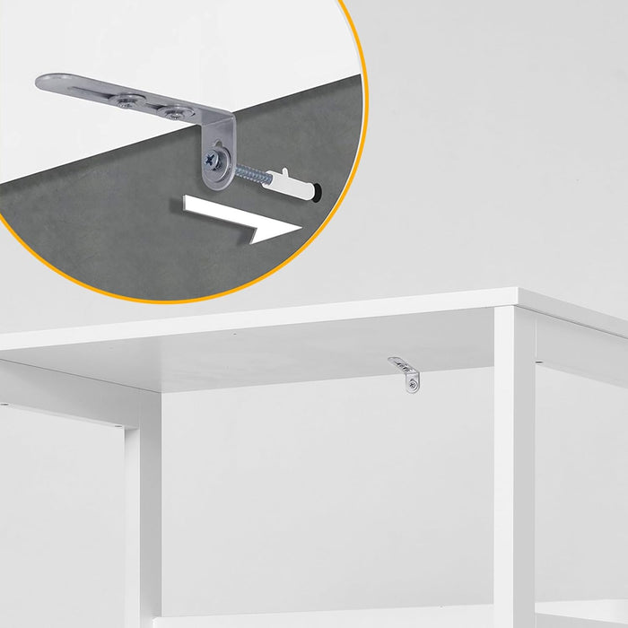 Armadietto del bagno con cassetto e mensola, armadio con 2 mensole aperte e 2 ante, armadietto per cucina, ingresso, salone e camera da letto, armadietto in legno (Bianco)