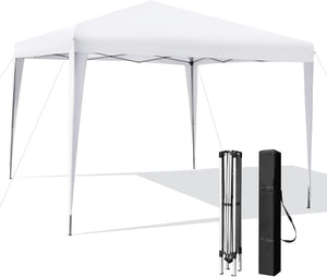 Gazebo Pieghevole da Giardino 295 x 295 cm, Gazebo Pop Up Impermeabile e Potezione Solare, Regolabile in Altezza, con Borsa da Trasporto, per Feste, Barbecue, Giardino e Spiaggia (Bianco)