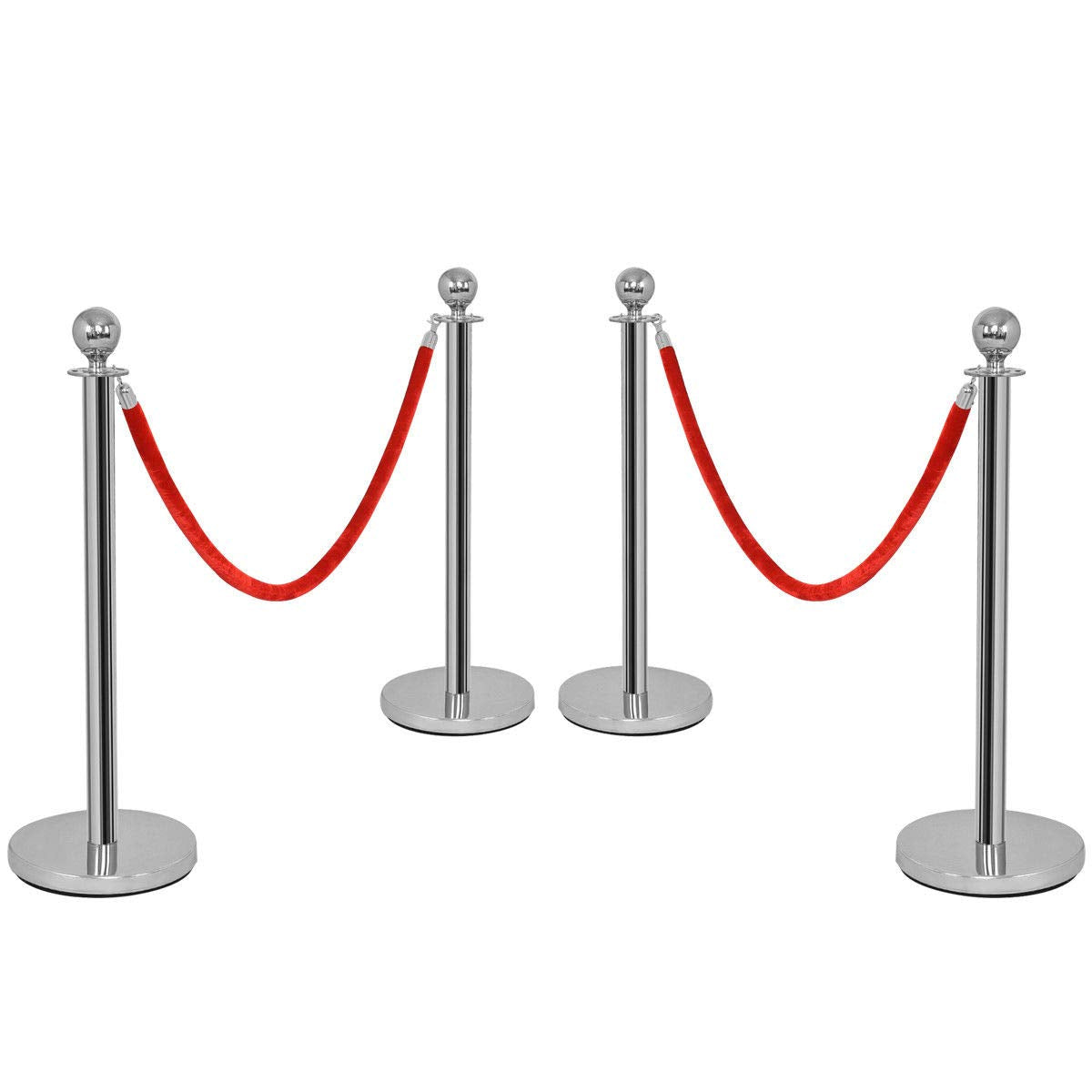 4 x Colonnine Segnapercorso Transenna Eliminacode Separacode, Paletti di Delimitazione per Hotel Ristorante Cinema