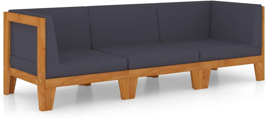 Set di mobili da giardino e cuscini, set da giardino, mobili da giardino, mobili da giardino, set da giardino, divano da giardino, terrazza, 3 pezzi in legno massello di acacia