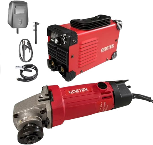 Smerigliatrice Angolare 1000 Watt+ Saldatrice Inverter Mini MMA 400A, Compatta, Potente, con Tecnologia IGBT, VRD, Display LED, per Elettrodo e Lift TIG,Kit Professionale.
