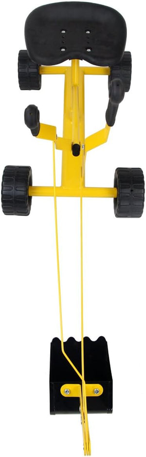 Ruspa Giocattolo Cavalcabile per Bambini, Escavatore di Sabbia Metallico per Bambini con Ruote, Rotazione di 360°, Carico 50 kg, 56x35x81 cm, Giallo (Stile 2)