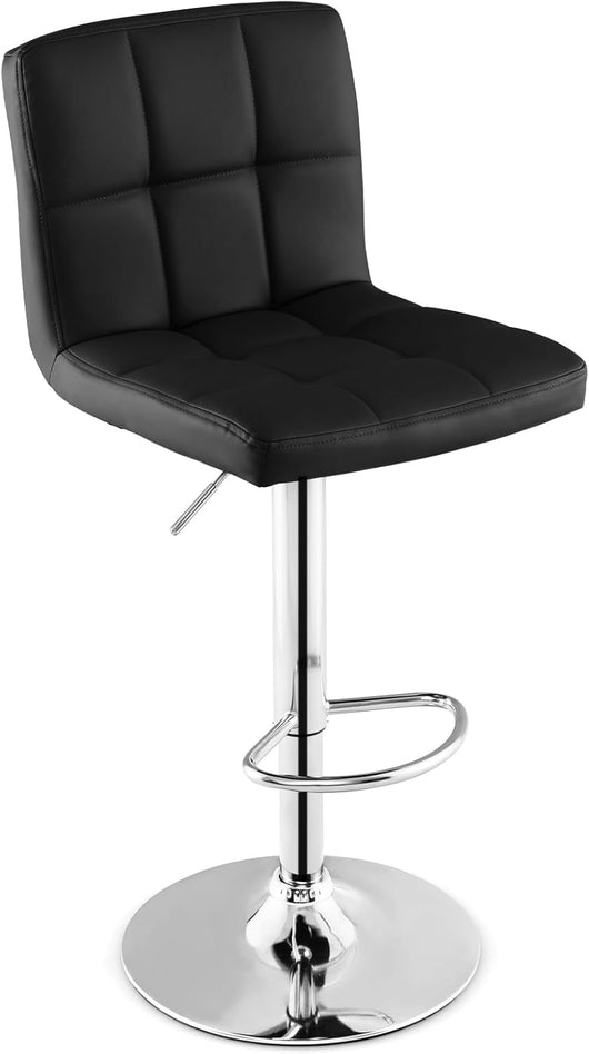 Set Sedie da Bar in Ecopelle con Altezza Regolabile, Seduta Girevole a 360°, Poggiapiedi e Base Metallica Antiscivolo, Sgabelli da Pranzo per Isola Cucina Bar, Portata 150 kg (Nero,1)