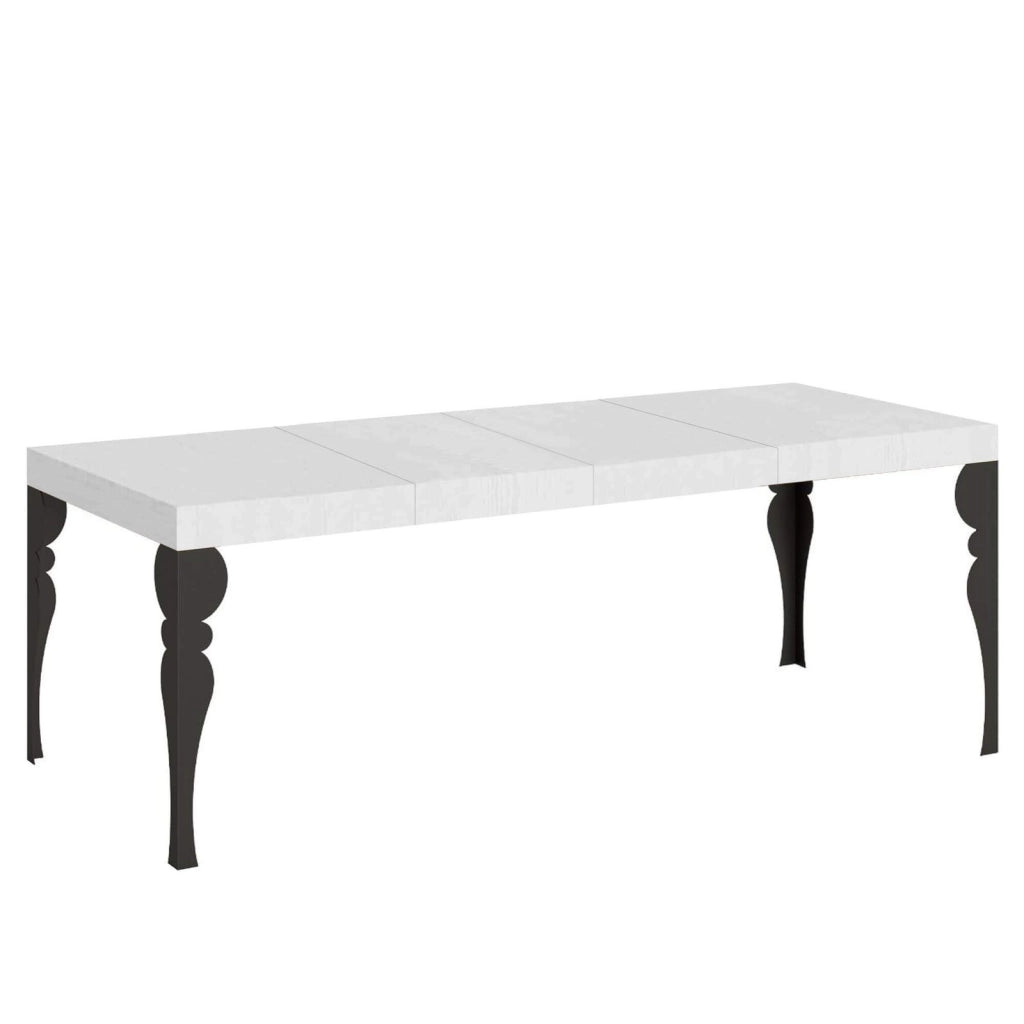 Tavolo allungabile 160/420x90 cm Paxon Premium bianco frassino gambe antracite