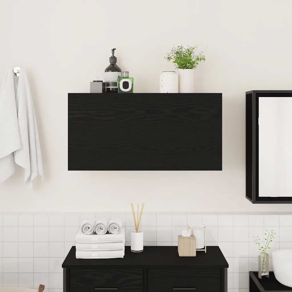 Mobile da Bagno a Parete Nero 80x25x40 cm in Truciolato 860086