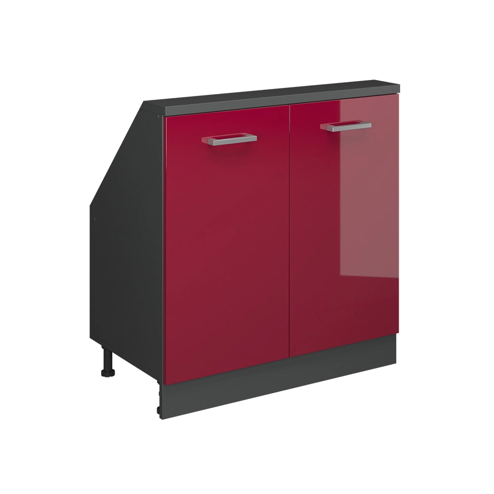 Mobile cucina sottotetto R-Line Rosso lucido/Antracite 80 cm con 2 porte Vicco
