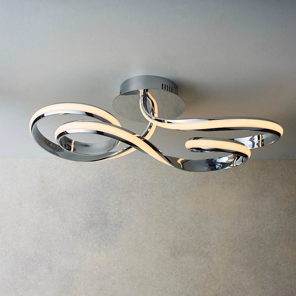Plafoniera LED anello cromata 42W dimmerabile Endon Aria