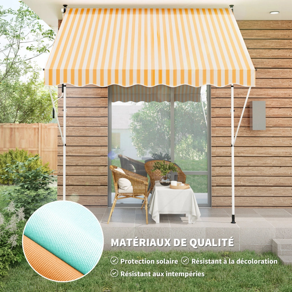 Tenda da sole retrattile manuale 3x1,5m ¨C Xylo ¨C arancione bianco a righe anti-UV alluminio poliestere