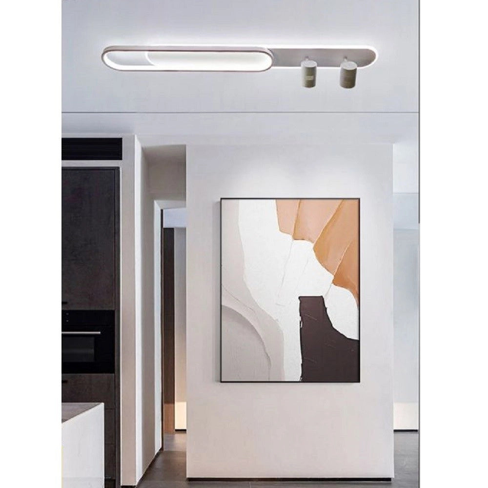 Trade Shop - Plafoniera Soffitto Led 50w 2 Faretti Spot Orientabili Luce 6500k 4000k 3000k Pn-22b - -bianco Freddo      -