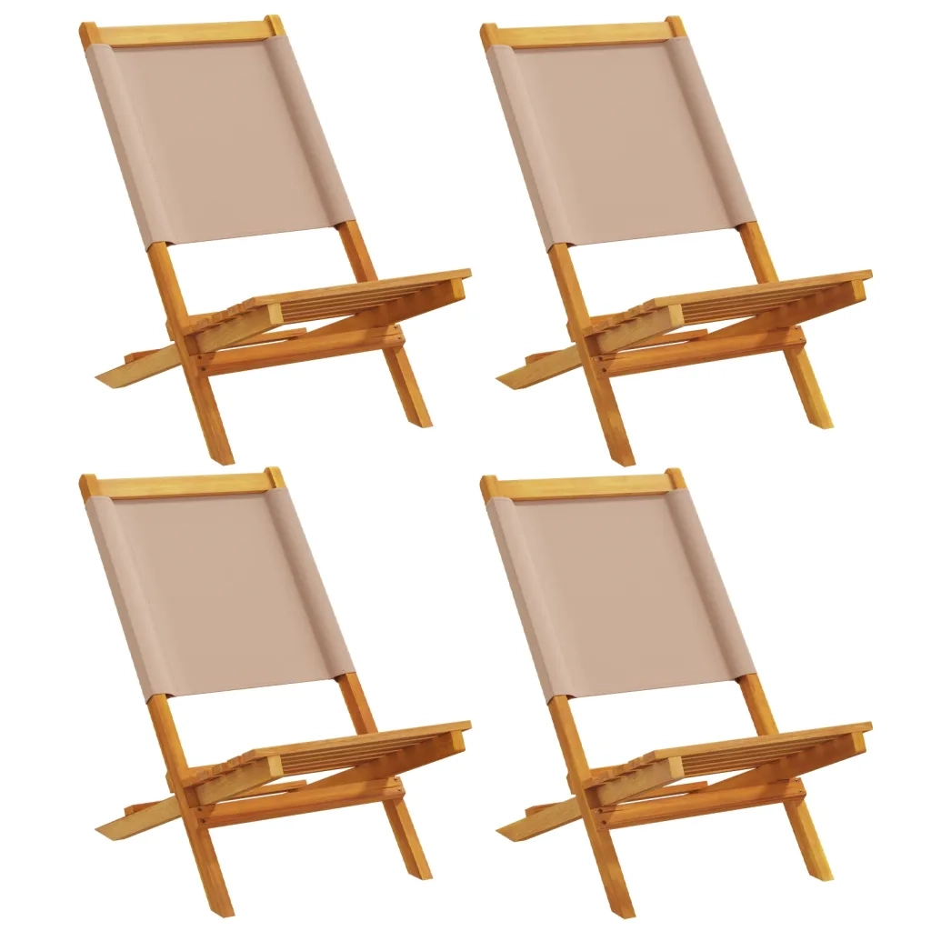 Sedie Giardino Pieghevoli 4pz Tortora Tessuto e Legno Massello 3214643