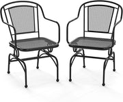 Set di 2 Sedie a Dondolo con Schienale e Seduta in Rete, Poltrona da Pranzo Giardino con Piedini Regolabili, Telaio in Metallo, Sedia da Bistro per Giardino Balcone, Portata 102 kg