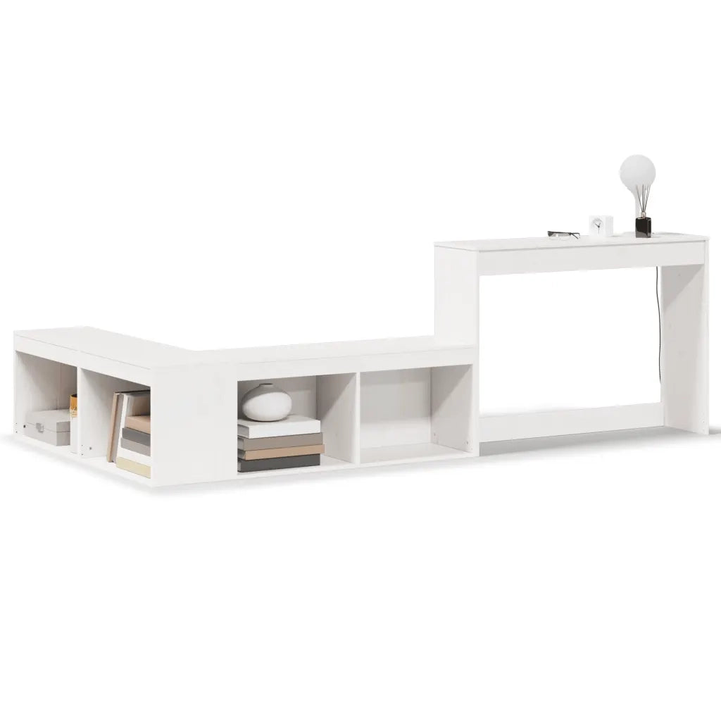 Comodino con Scrivania Bianco 232x122x75 cm Legno Massello di Pino 855751