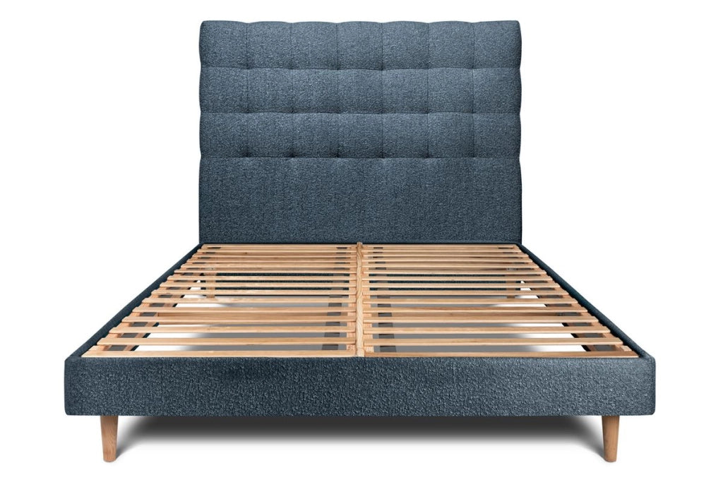 Letto 135x190 cm con testata imbottita - tessuto bouclé