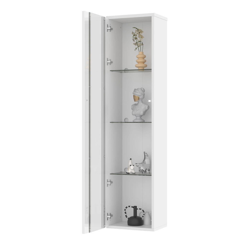 Vetrina con 2 Ante e 4 Ripiani; LED Multicolore con Telecomando e App; Stile Moderno; in Pannello Truciolare; 40??29??170 cm; Bianco