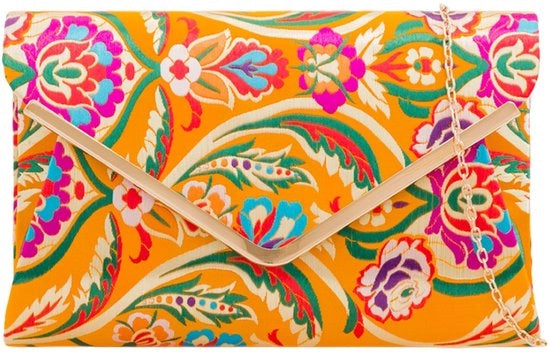 Clutch satinata grande per donna, colore viola, rosa, blu, verde, fiori, borsa a spalla, gala, matrimonio