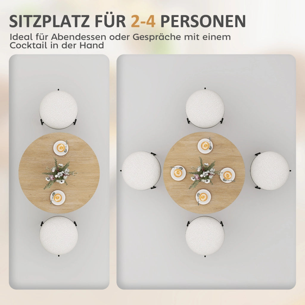 Tavolo da pranzo rotondo ¨C Minimal ¨C Bianco effetto rovere, metallo, 80 cm