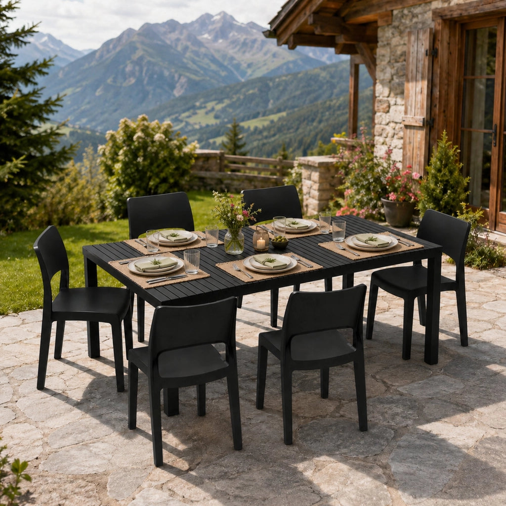 Salottino Outdoor Maseta, set Salotto da Esterno 6 Posti Made in Italy, Nero Antracite