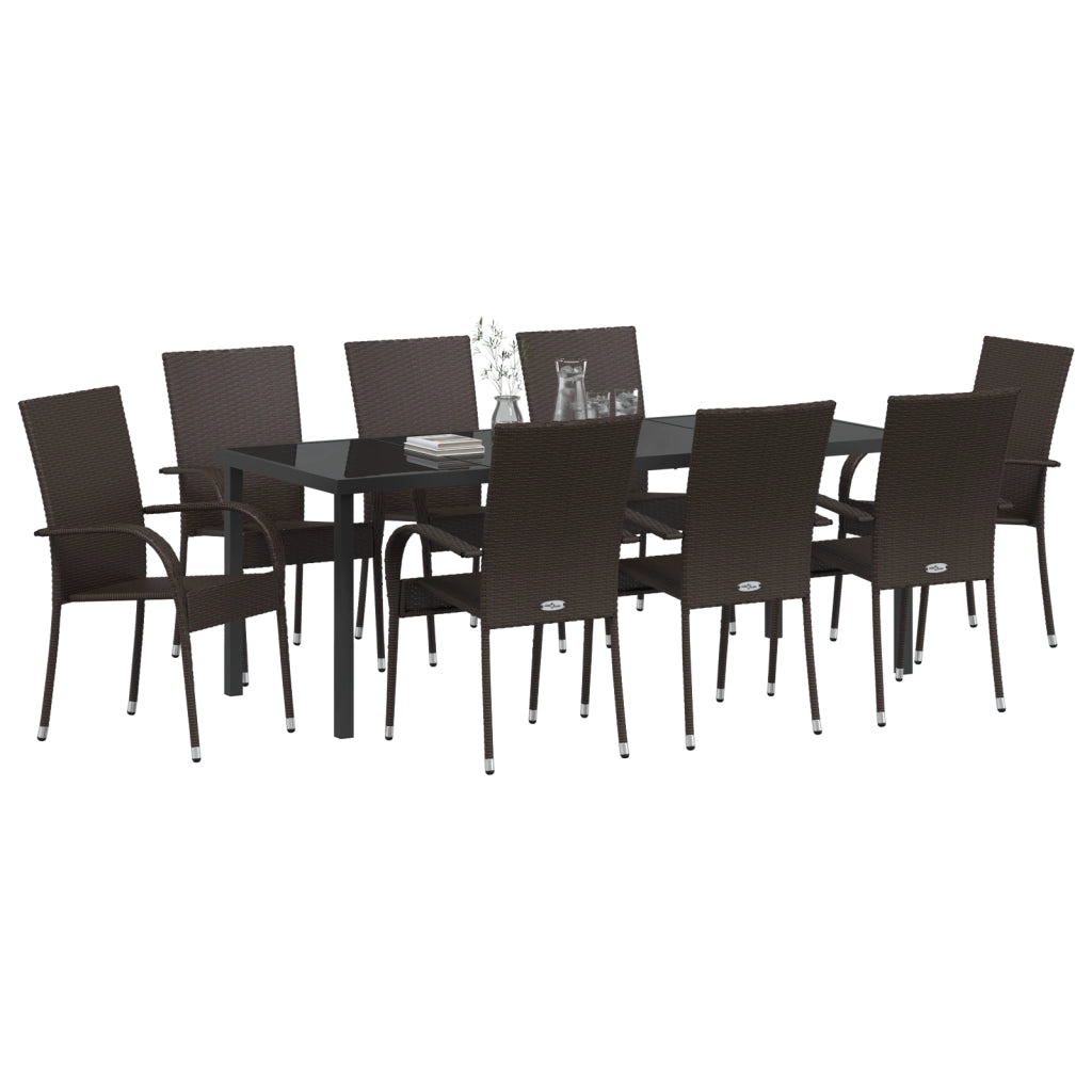Set da Pranzo Giardino 5 Pezzi Marrone Polyrattan