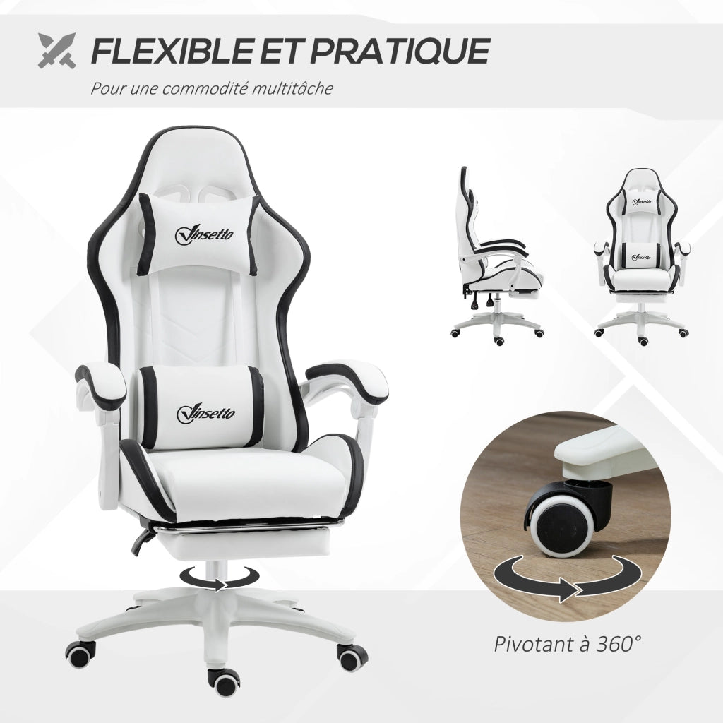 Poltrona da gaming ¨C zephmum ¨C bianco e nero 65x65x121-129 cm