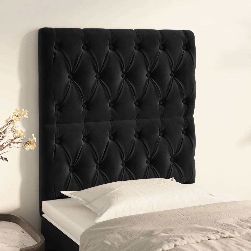 Testiera-Testata-Testiera Decorativa Nera 80x7x118/128 cm Velluto
