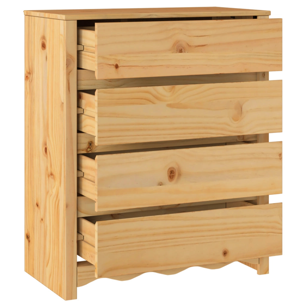 Cassettiera "DRAMMEN" 76,5x40x91 cm Legno Massello di Pino