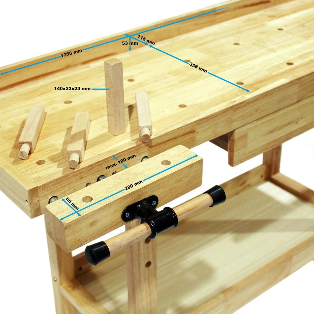 Banco da lavoro banco da piallatura attrezzatura da officina utensili 145 x 86 cm legno 16_0000513