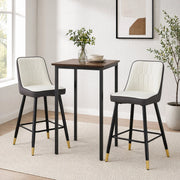 Sgabello da Bar Set da 2 con Schienale Ergonomico e Poggiapiedi, in Metallo e Similpelle, Grigio Scuro e Bianco, 100 cm
