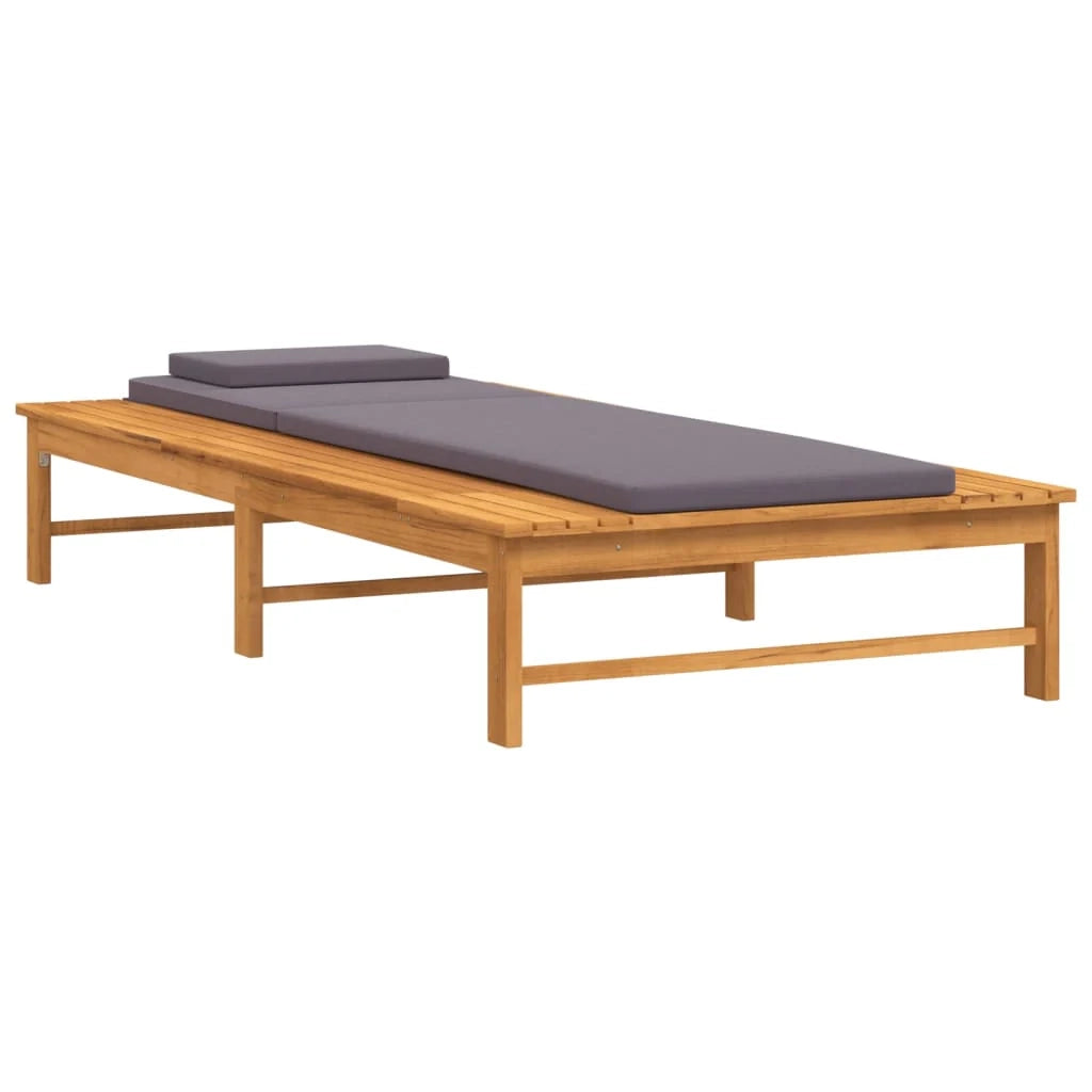 Lettino prendisole sedia a sdraio lettino prendisole letto da giardino mobili da giardino mobili da esterno e cuscino/cuscino legno massello di acacia grigio scuro 02_0012773