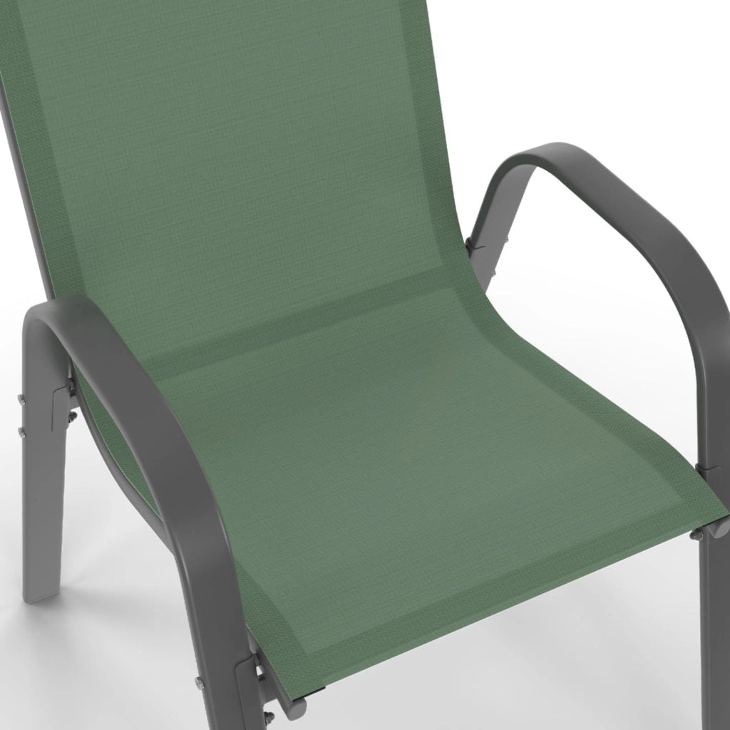 Set di 6 sedie da giardino impilabili LYMA in metallo e textilene, verde oliva