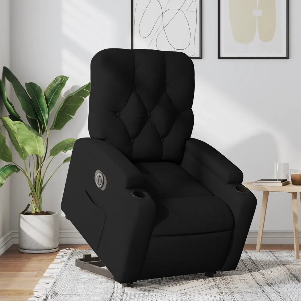 Poltrona | Sedia Relax Alzapersona Reclinabile Elettrica Nera in Tessuto