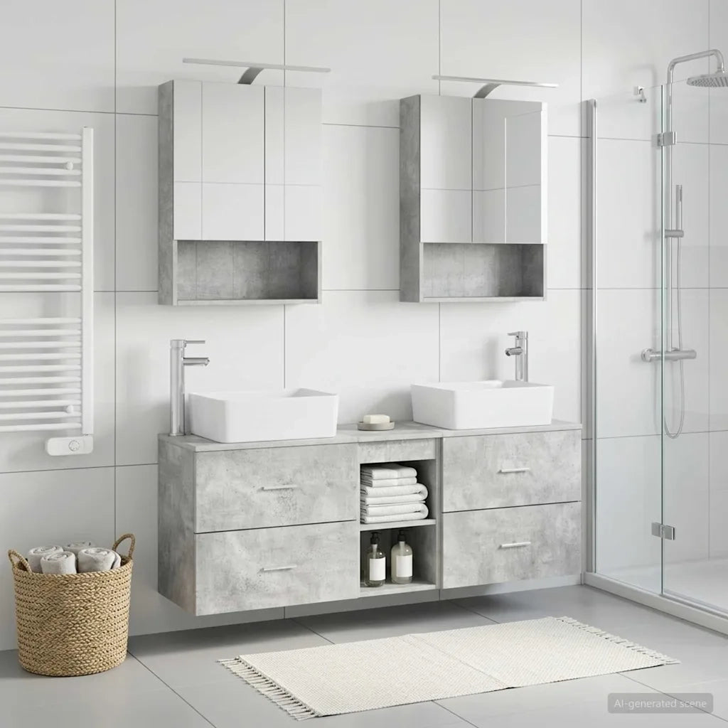 Set di mobili per il bagno 5 pcs Grigio Cemento 3406842