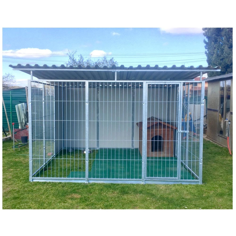 Recinto per cani da 3x2 metri con copertura & retro isolato coibentato zincatura a caldo