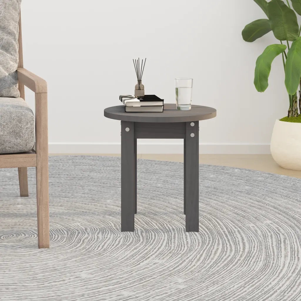 Tavolino da Salotto Grigio Ã˜ 35x35 cm in Legno Massello di Pino cod mxl 25437