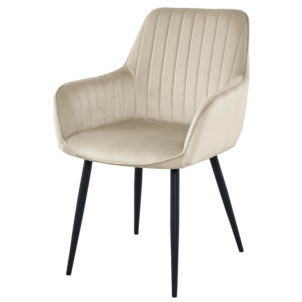 Set di 2 sedie Solden in velluto beige e gambe nere