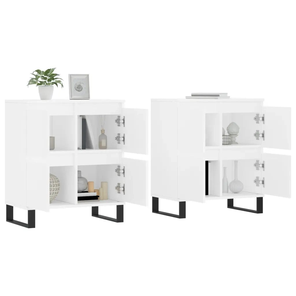 Credenze 2 pz | Madia | Buffet da pranzo | Armadio da pranzo Bianche in Legno Multistrato