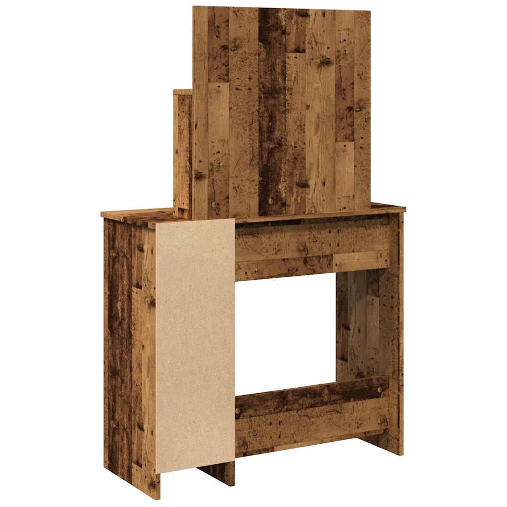 Toeletta | Tavolo da Trucco con LED Legno Antico 86,5x35x136 cm