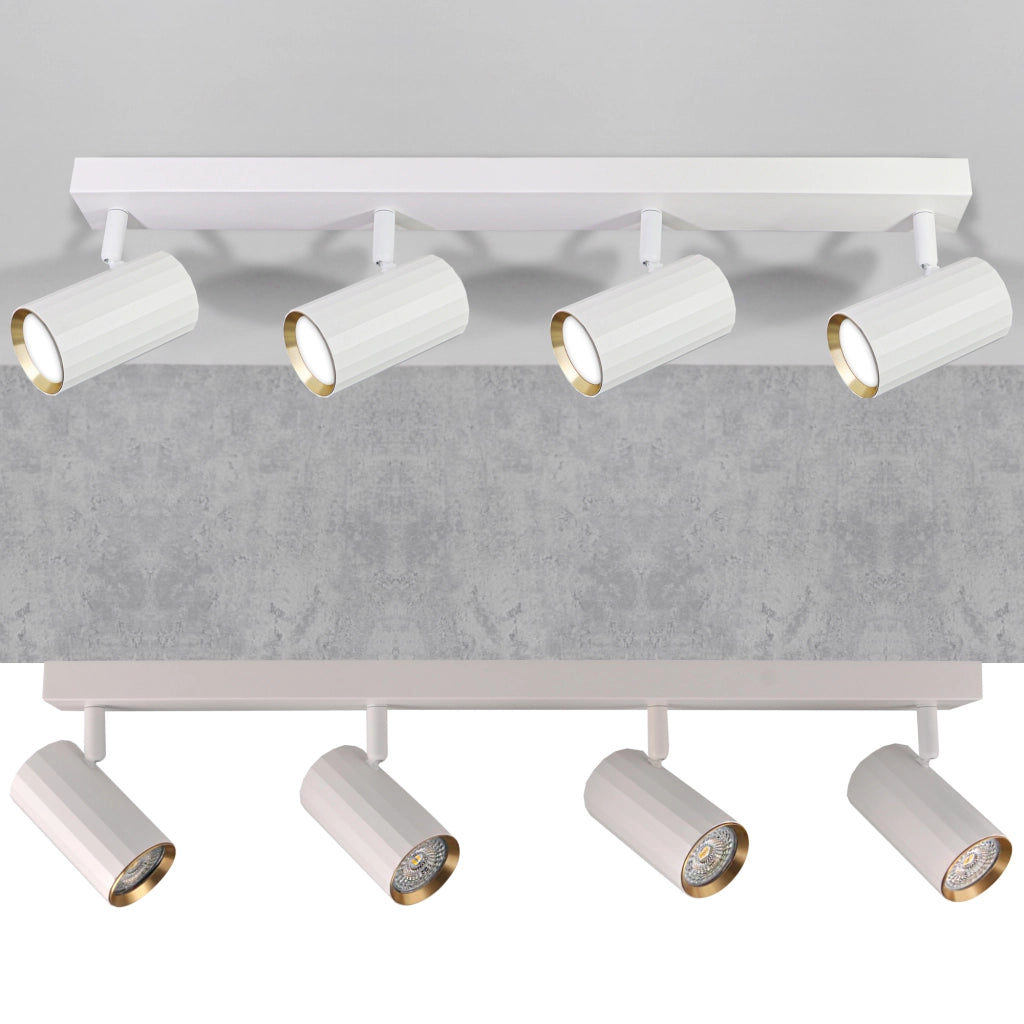 Plafoniera/Applique 4 luci bianco oro GU10 Nicea Polux