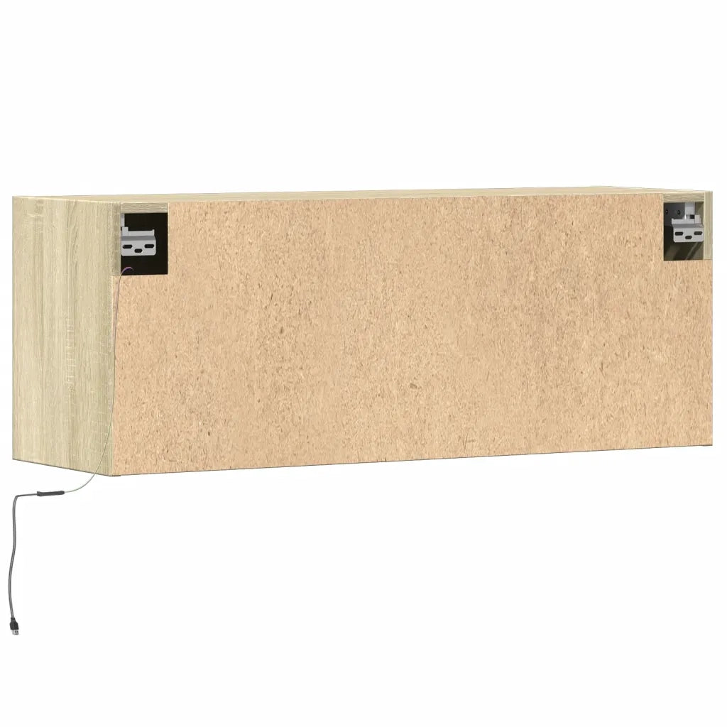 Mobile TV a Parete con Luci LED Rovere Sonoma 100x31x35 cm 852364