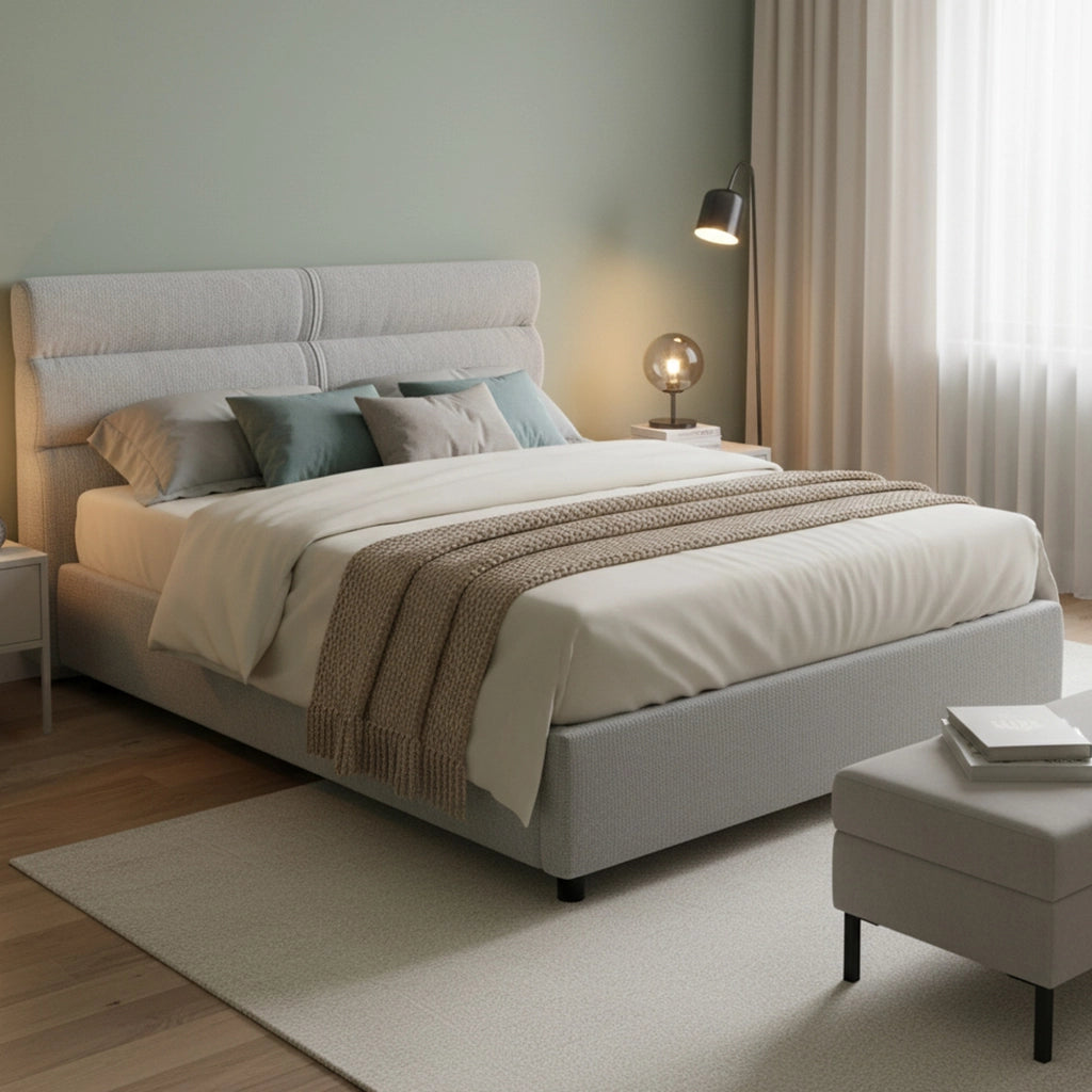 Letto Matrimoniale Briatico, Letto Matrimoniale Materasso Incluso Made in Italy, Grigio