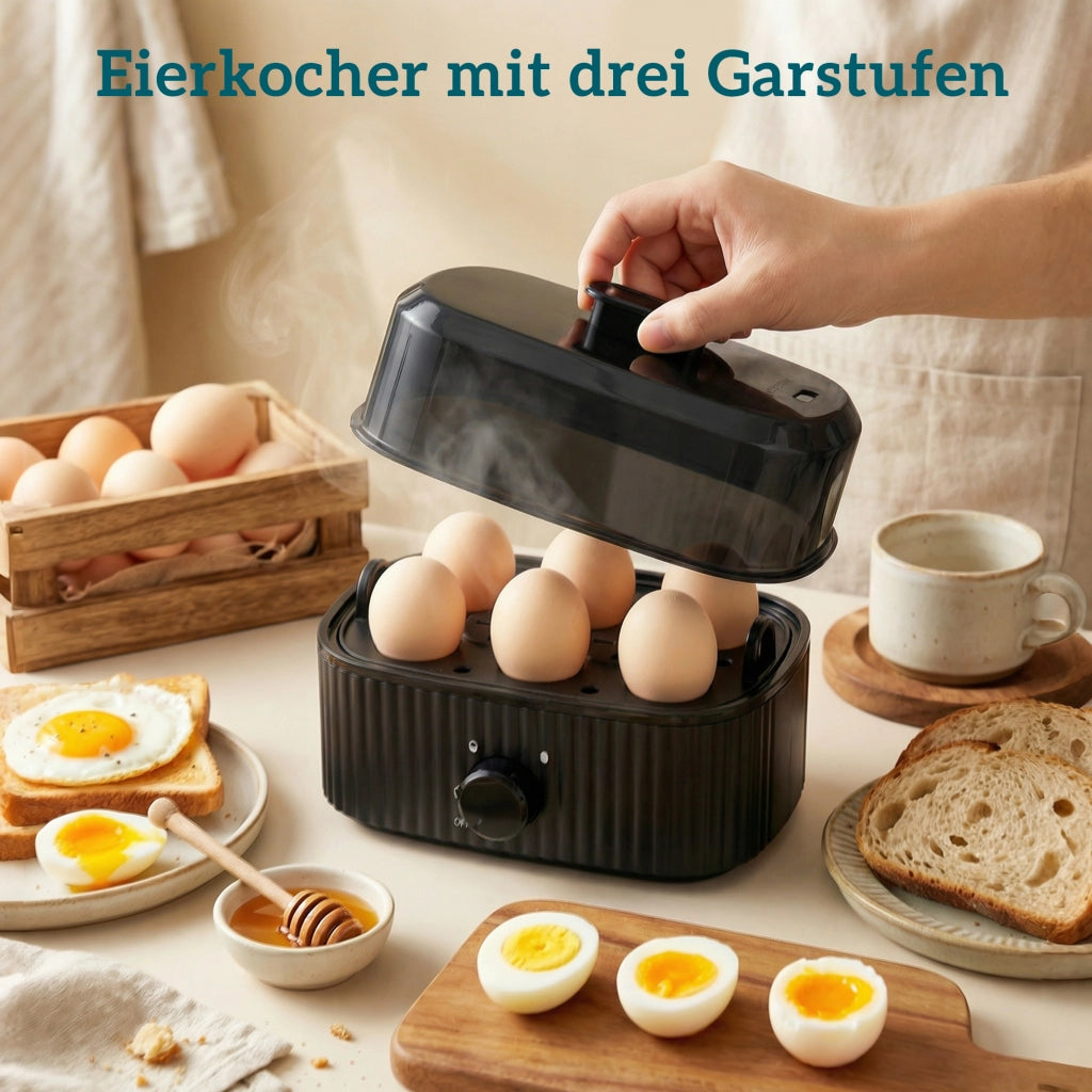 Set Colazione Elettrico - Xylo - Bollitore 1,7L + Tostapane 4 Fette + Cuociuova 6 Uova Nero