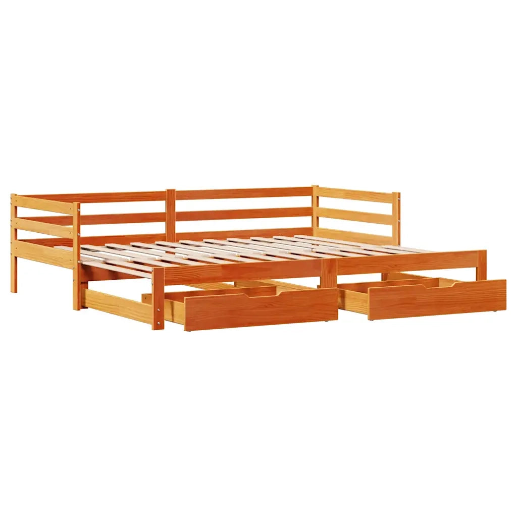 vidaXL Dormeuse Letto Estraibile e Cassetti Marrone Cera 80x200cm Pino