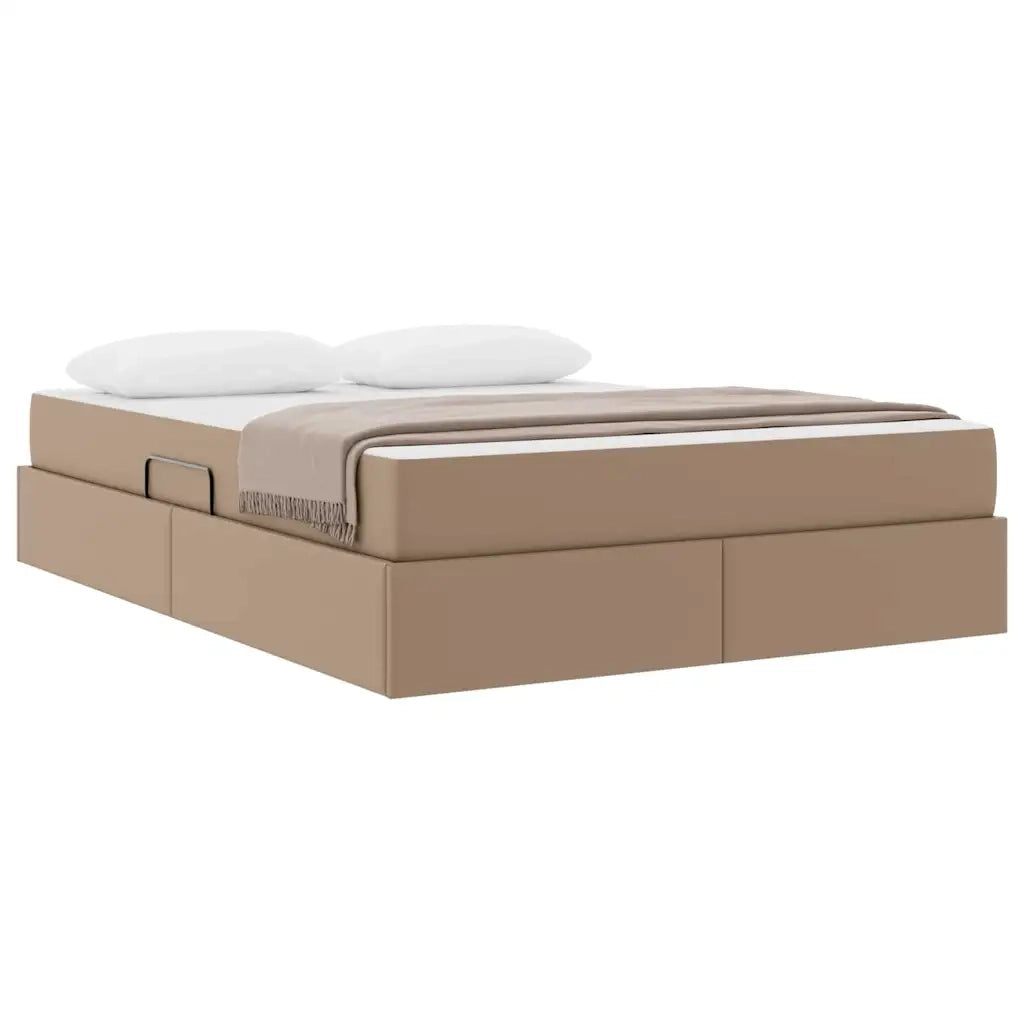 Letto con contenitore e materasso 2 pcs Cappuccino Pelle 3399615