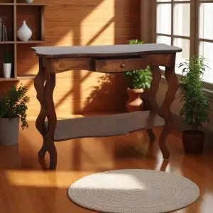 Consolle entratina provenzale in legno massiccio noce Bassano arte povera