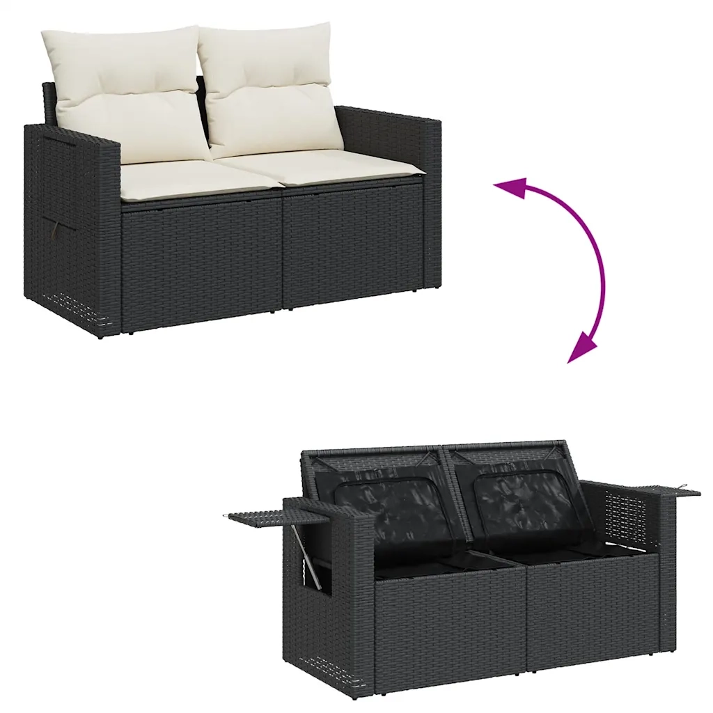 Set Divani da Giardino con Cuscini 7pz Nero Polyrattan 3327115