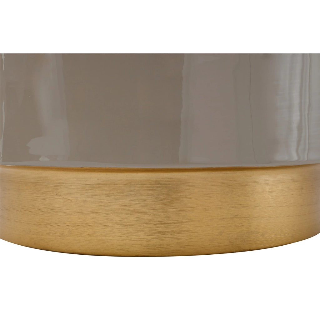 Tavolino Art Deco 350 in metallo taupe e oro