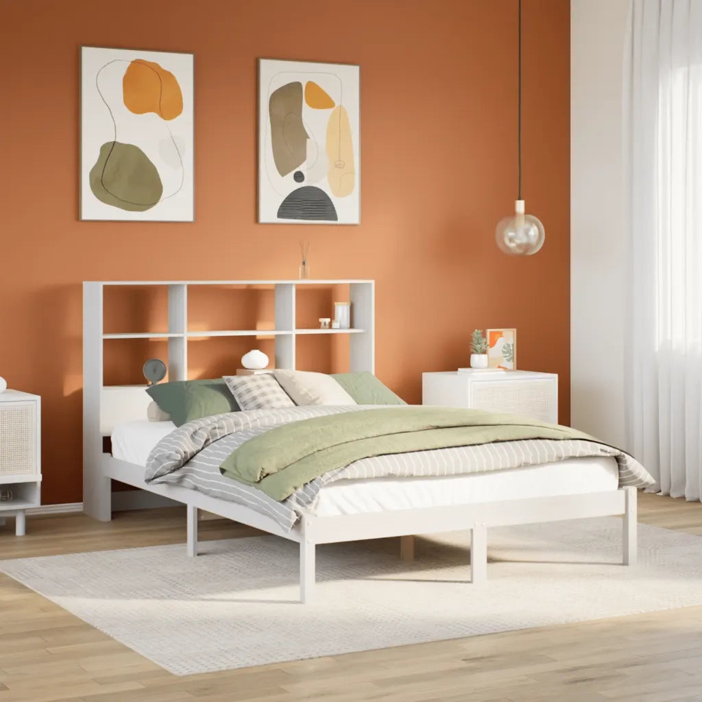 Letto Libreria senza Materasso Bianco 120x190 cm Legno di Pino 3321576