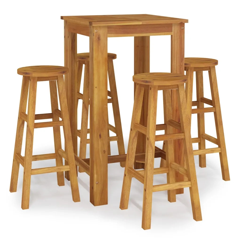 Set da Bar da Giardino 5 pz | Set Salotto da Giardino in Legno Massello di Acacia