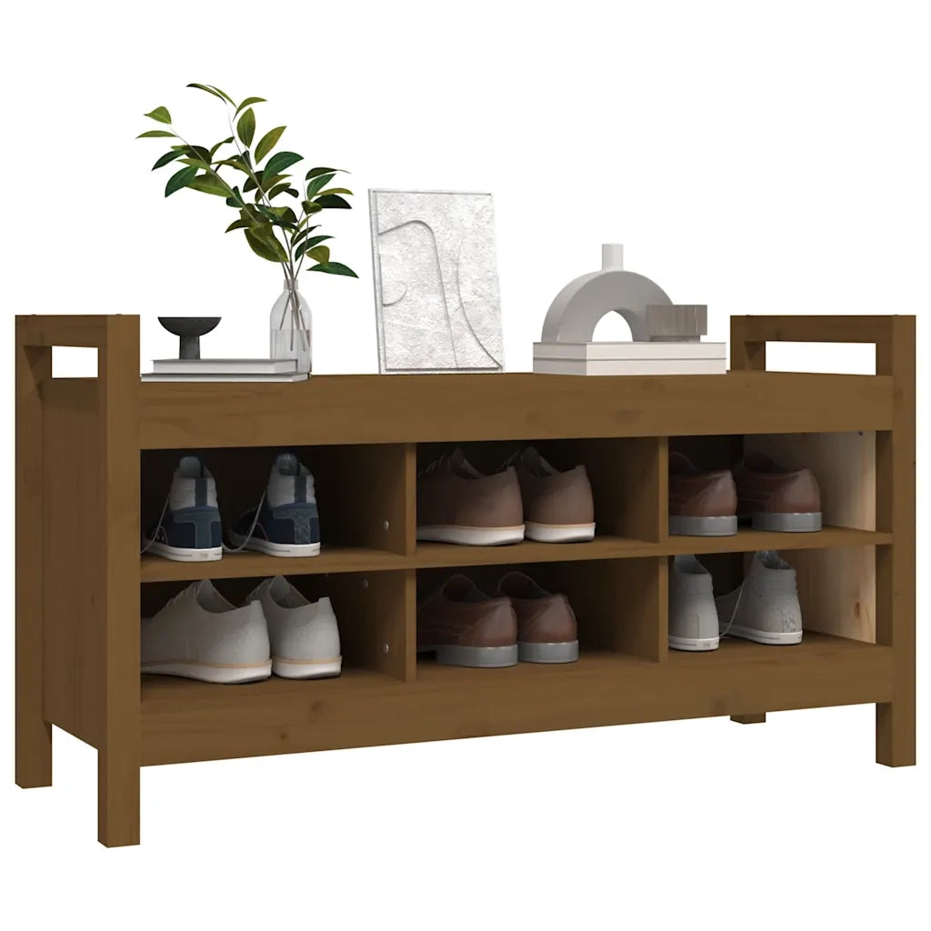 Panca da Ingresso Ambra 110x40x60 cm in Legno Massello di Pino 821792